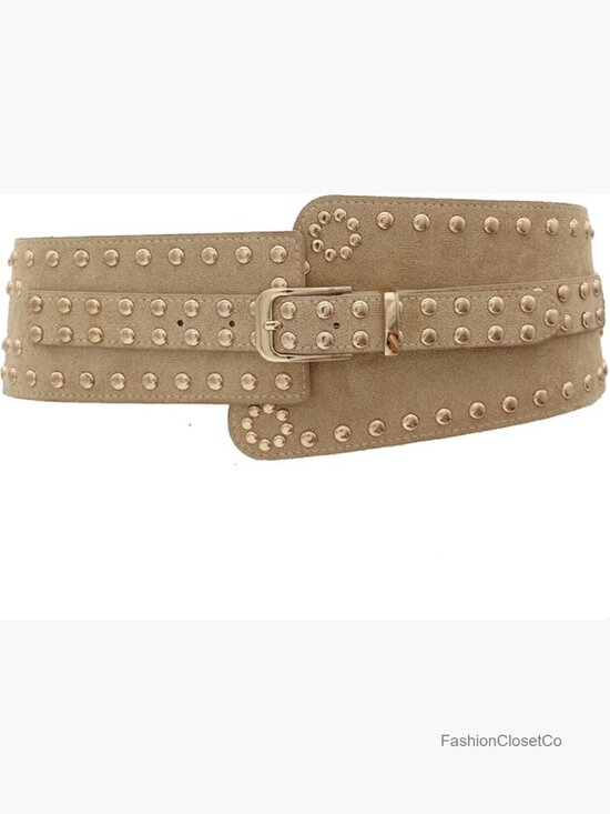 Wide Elastic Waist Belt Chunky Stretchy Thick Studded Vintage Waistband Girdle main image 4